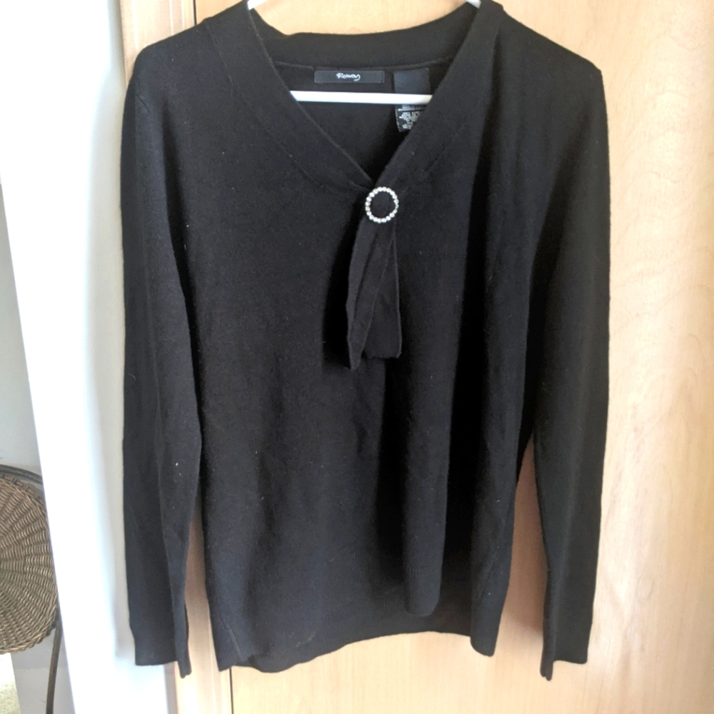 Raisey XL Black Sweater with Crystal Detail.